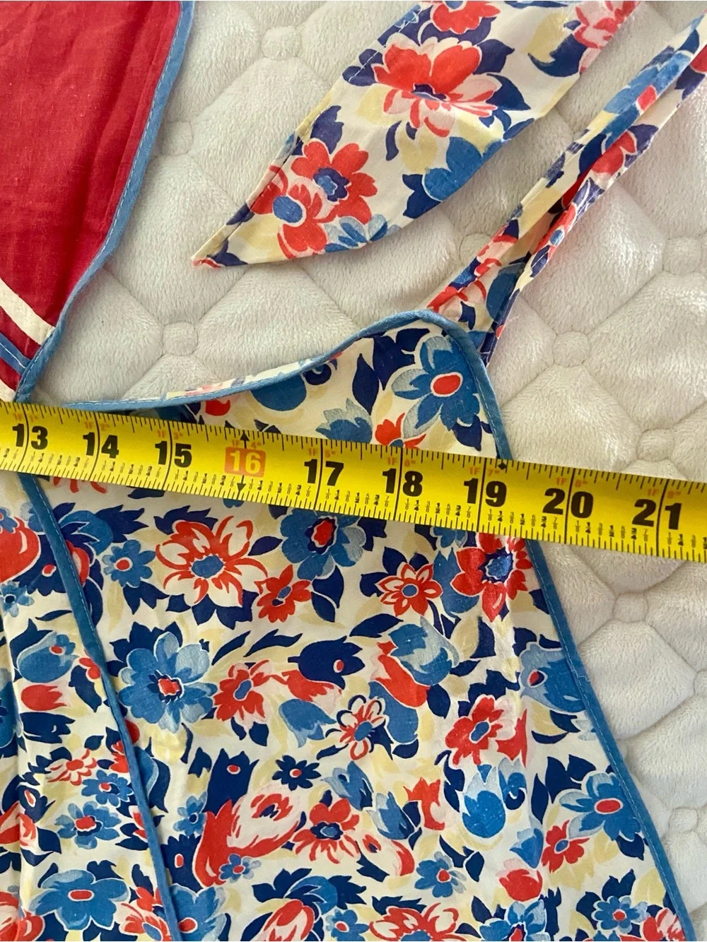 Vintage 50’s Apron with Red Heart Bib with diagonal stripes and floral apron